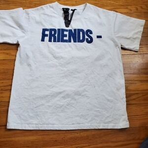 Vlone Authentic T Shirt White&blue heavy Cotton U.S.A. Mens Sz L